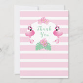 Tropische Flamingo Flowers Stripes roze Bedankkaart (Voorkant)