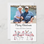 Tropische Flamingo Foto Kerstkaart (Voorkant)