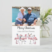 Tropische Flamingo Foto Kerstkaart (Staand voorkant)