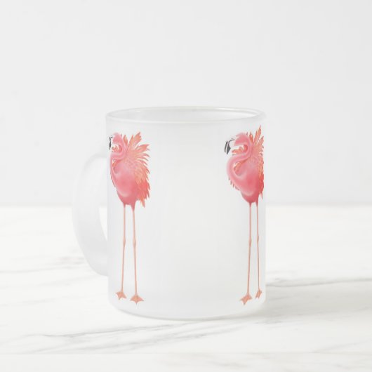 Tropische Flamingo Frosted Glass Mok (Voorkant links)