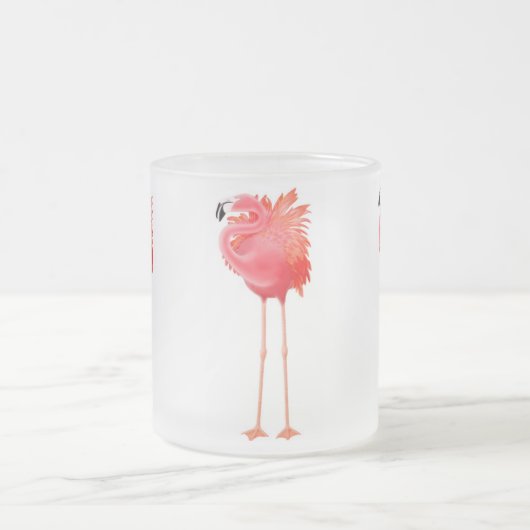 Tropische Flamingo Frosted Glass Mok (Center)