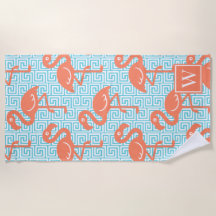 Tropische Flamingo Griekse Sleutel Koraal & Turq M