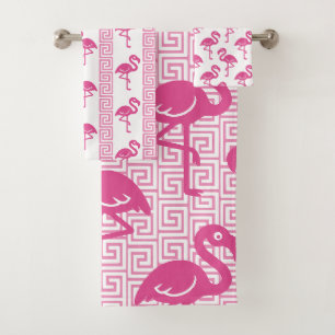 Tropische Flamingo - Griekse Sleutel Lichtroze & R Bad Handdoek