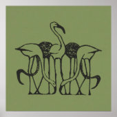 Tropische Flamingo Groene Muurkunst Poster (Voorkant)