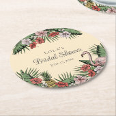 Tropische Flamingo & Hibiscus Bruidsshower Ronde Kartonnen Onderzetter (Gebogen)