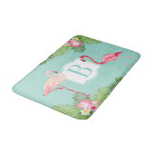 Tropische Flamingo Hibiscus Monogram Eerste Letter Badmat (Gekanteld)
