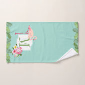 Tropische Flamingo Hibiscus Monogram Eerste Letter Handdoek (Handdoek)