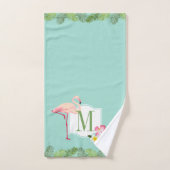 Tropische Flamingo Hibiscus Monogram Eerste Letter Handdoek (Handdoek)