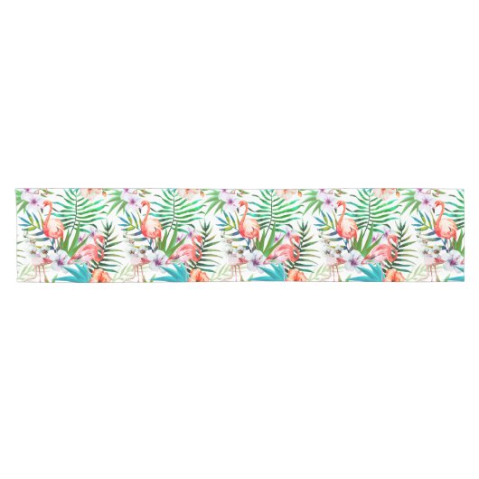 Tropische Flamingo Hibiscus Table Runner Korte Tafelloper (Horizontaal)