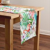 Tropische Flamingo Hibiscus Table Runner Korte Tafelloper (Voorbeeld)