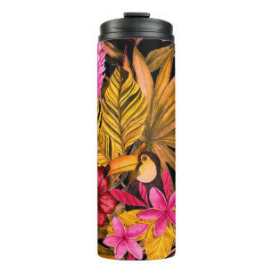 Tropische Flamingo: Hibiscus zomerpatroon Thermosbeker
