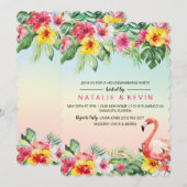 Tropische Flamingo Housewarming Party Uitnodiging (Voorkant / Achterkant)