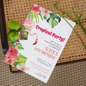 Tropische Flamingo Invite / Pool Party Invitation Kaart