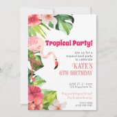 Tropische Flamingo Invite / Pool Party Invitation Kaart (Voorkant)