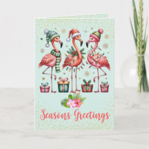Tropische Flamingo Kerst Kaart