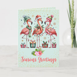 Tropische Flamingo Kerst Kaart