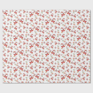 Tropische Flamingo Kerstman Kerstpatroon Cadeaupapier