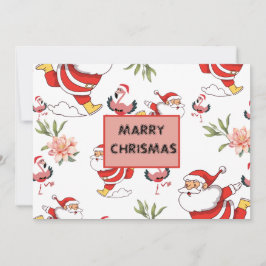 Tropische Flamingo Kerstman Kerstpatroon Feestdagenkaart