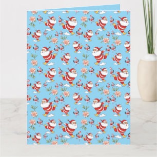 Tropische Flamingo Kerstman Kerstpatroon Kaart