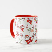 Tropische Flamingo Kerstman Kerstpatroon Mok (Voorkant links)