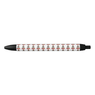 Tropische Flamingo Kerstman Kerstpatroon Zwarte Inkt Pen