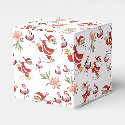 Tropische Flamingo Kerstman Patroon Bedankdoosjes (Voorkant Zijde)
