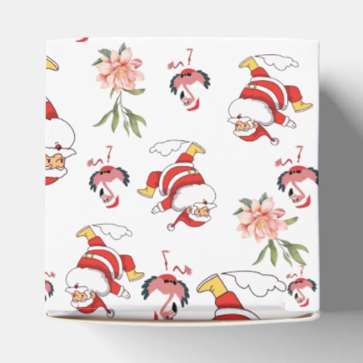 Tropische Flamingo Kerstman Patroon Bedankdoosjes (Bovenkant)