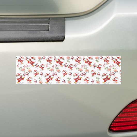 Tropische Flamingo Kerstman Patroon Bumpersticker (Op auto)