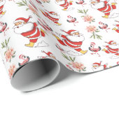 Tropische Flamingo Kerstman Patroon Cadeaupapier (Rol Hoek)
