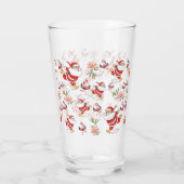 Tropische Flamingo Kerstman Patroon Glas (Achterkant)