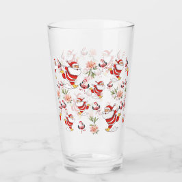 Tropische Flamingo Kerstman Patroon Glas