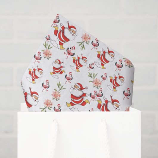 Tropische Flamingo Kerstman Patroon Tissuepapier (Cadeauzakje)