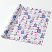 Tropische Flamingo Kerstmis Cadeaupapier (Uitgerold)