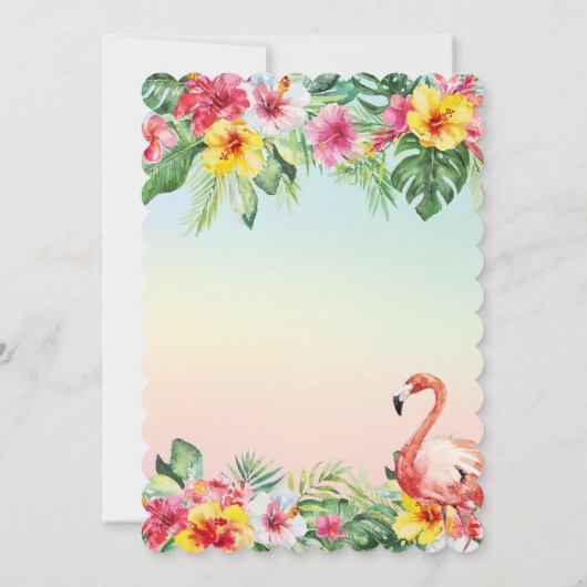 Tropische Flamingo Koppels Douche Uitnodiging (Achterkant)