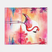 Tropische flamingo kunst fleece deken (Voorkant (Horizontaal))