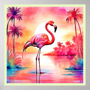 Tropische flamingo kunst poster