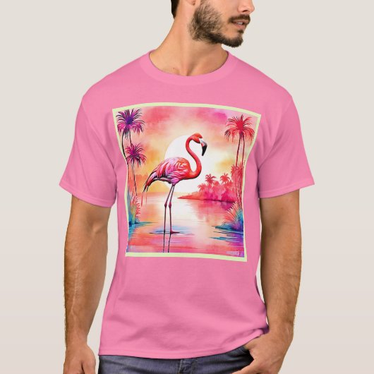 Tropische flamingo kunst t-shirt (Voorkant)