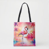 Tropische flamingo kunst tote bag (Voorkant)