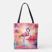 Tropische flamingo kunst tote bag (Achterkant)