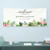 Tropische Flamingo Leaves Script Weddenschap Welko Spandoek (Beurs)