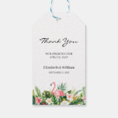 Tropische Flamingo & Leaves Wedding Favor Bedankt Cadeaulabel (Achterkant)