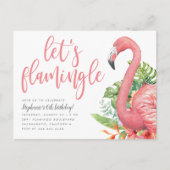 Tropische Flamingo Let's Flamingle Birthday Uitnodiging Briefkaart (Voorkant)