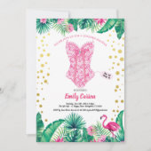 Tropische flamingo lingerie douche bruidsfeest kaart (Voorkant)
