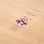 Tropische Flamingo Love Huwelijksuitnodiging Acryl Uitnodigingen (Laagn)