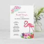 Tropische Flamingo Luau Bridal Shower Uitnodiging (Staand voorkant)