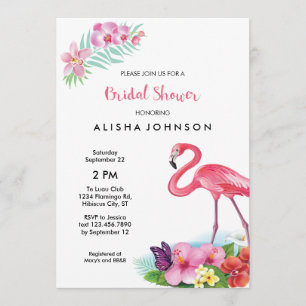Tropische Flamingo Luau Bridal Shower Uitnodiging