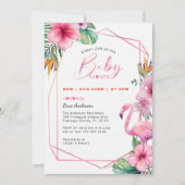 Tropische Flamingo Meisje Baby shower Uitnodigen Kaart (Voorkant)