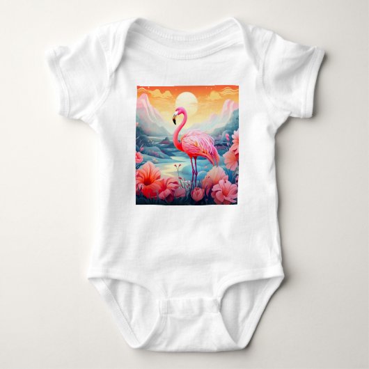 Tropische flamingo met bloemen-76280 romper (Voorkant)