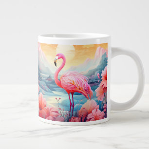 Tropische Flamingo met Bloemen Grote Koffiekop