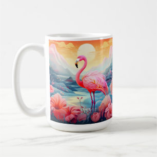 Tropische Flamingo met Bloemen Koffiemok